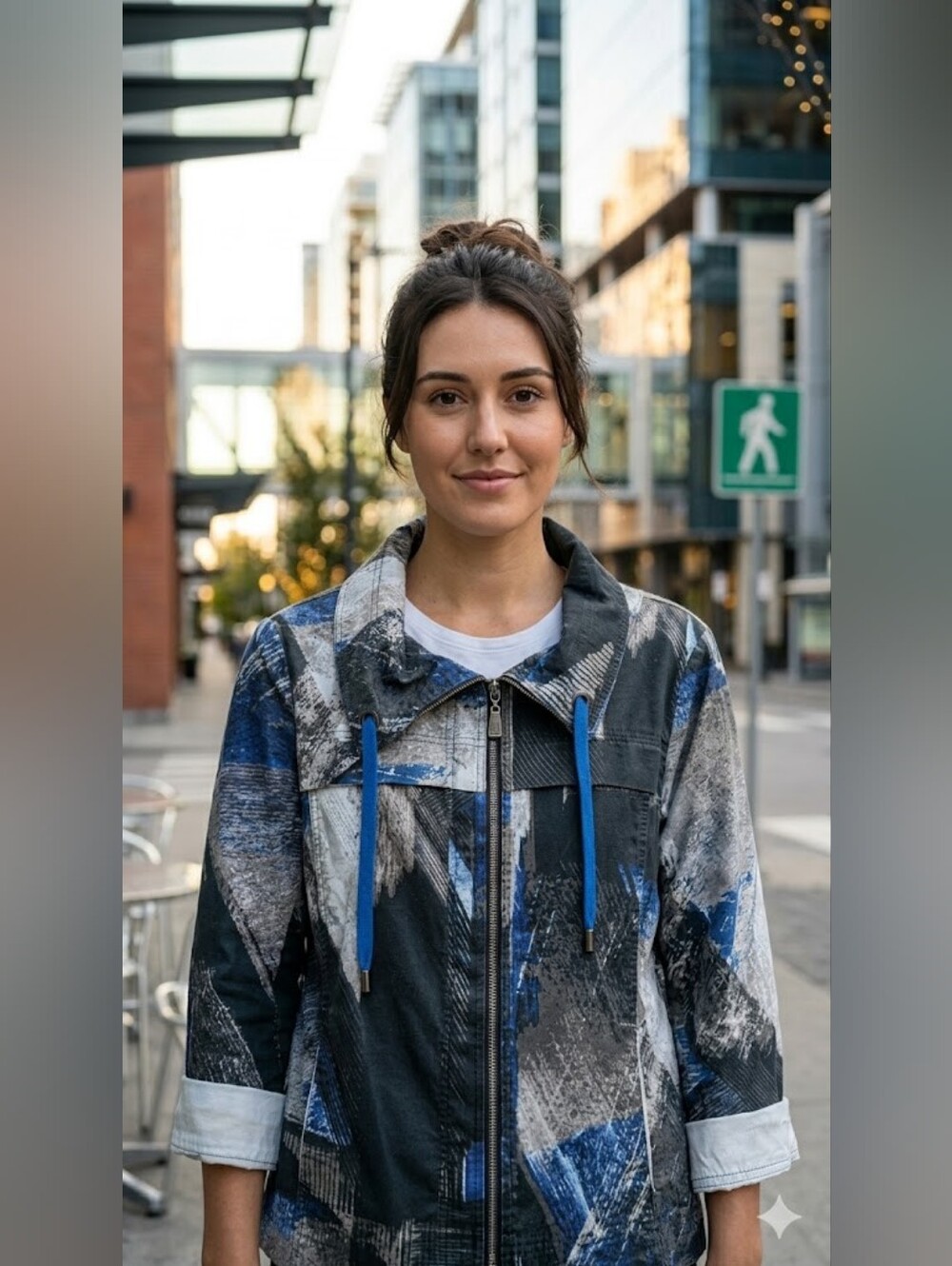 Jockey Blue & Gray Abstract Zip-Front Jean Jacket